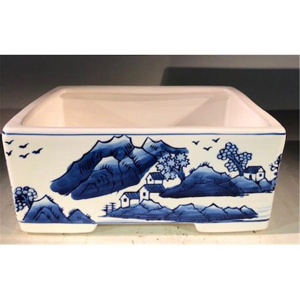 Paisaje Porcelain Bonsai Pot, Blue & White - Rectangle PA2529813 - main